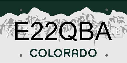 E22QBA Colorado License Plate