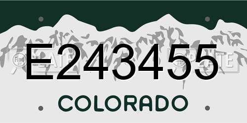 E243455 Colorado License Plate