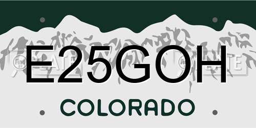 E25GOH Colorado License Plate