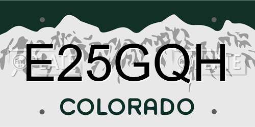 E25GQH Colorado License Plate
