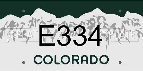 E334 Colorado License Plate