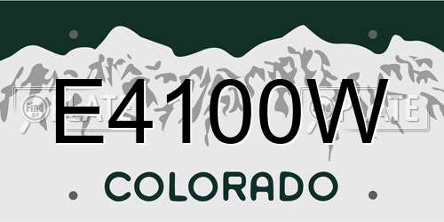 E4100W Colorado License Plate
