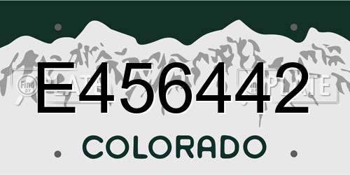 E456442 Colorado License Plate