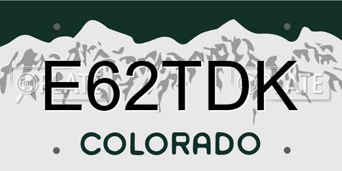 E62TDK Colorado License Plate