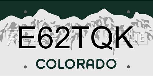 E62TQK Colorado License Plate