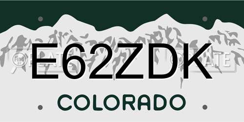 E62ZDK Colorado License Plate