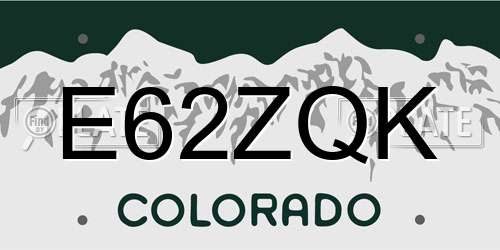 E62ZQK Colorado License Plate