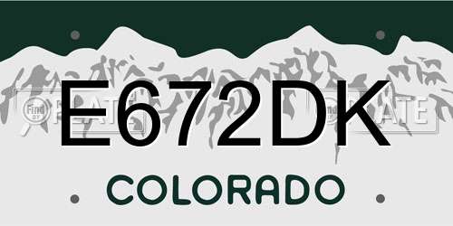E672DK Colorado License Plate