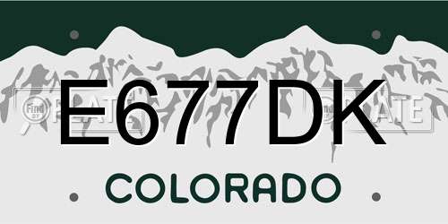 E677DK Colorado License Plate