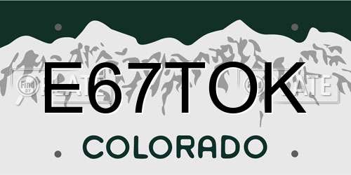 E67TOK Colorado License Plate