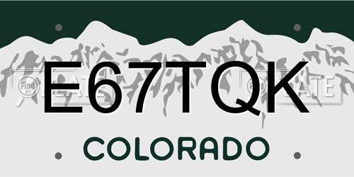 E67TQK Colorado License Plate