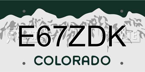 E67ZDK Colorado License Plate
