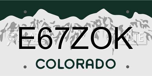 E67ZOK Colorado License Plate
