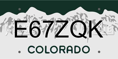 E67ZQK Colorado License Plate