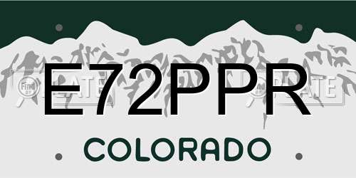 E72PPR Colorado License Plate