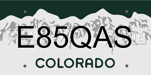 E85QAS Colorado License Plate