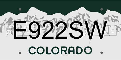 E922SW Colorado License Plate