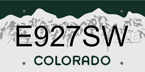 E927SW Colorado License Plate