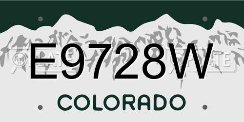 E9728W Colorado License Plate