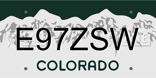 E97ZSW Colorado License Plate