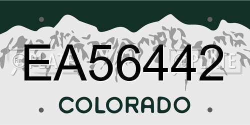 EA56442 Colorado License Plate