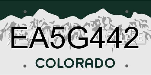 EA5G442 Colorado License Plate