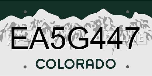 EA5G447 Colorado License Plate
