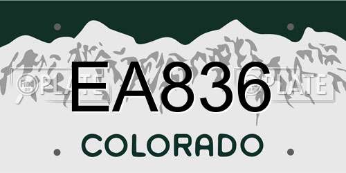 EA836 Colorado License Plate