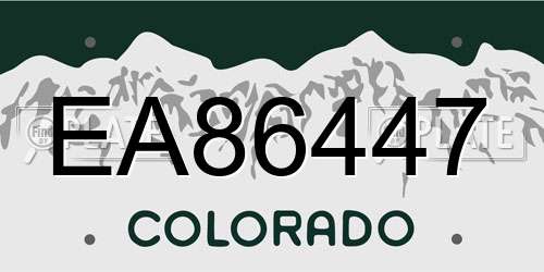EA86447 Colorado License Plate