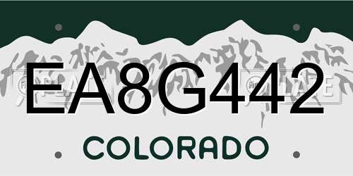 EA8G442 Colorado License Plate