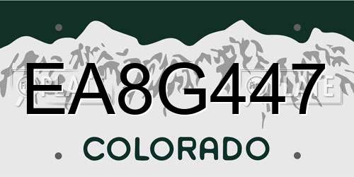 EA8G447 Colorado License Plate