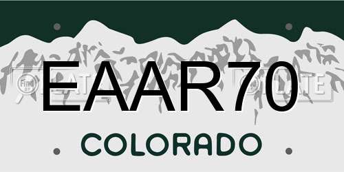 EAAR70 Colorado License Plate