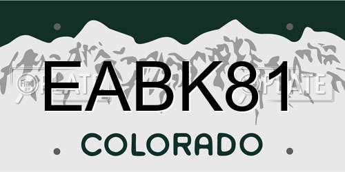 EABK81 Colorado License Plate