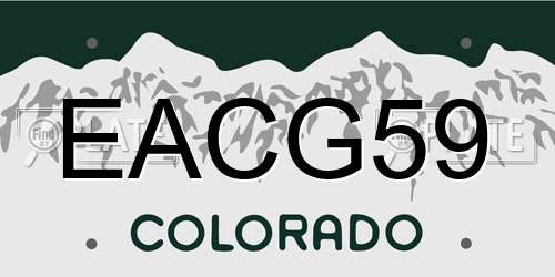 EACG59 Colorado License Plate