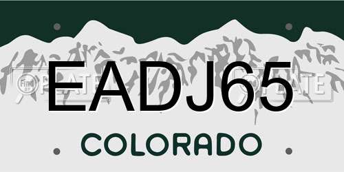EADJ65 Colorado License Plate
