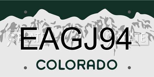 EAGJ94 Colorado License Plate