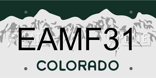 EAMF31 Colorado License Plate
