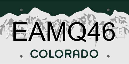 EAMQ46 Colorado License Plate