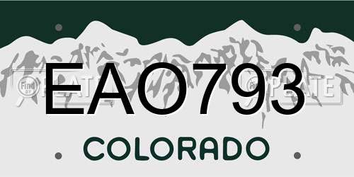 EAO793 Colorado License Plate