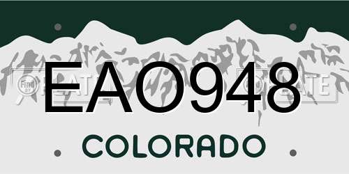 EAO948 Colorado License Plate