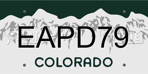 EAPD79 Colorado License Plate