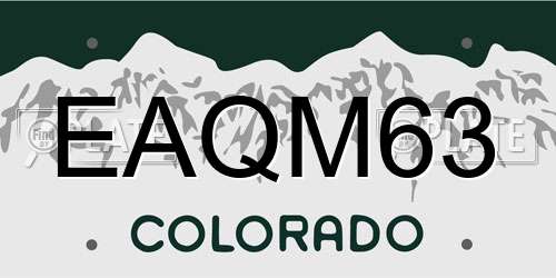 EAQM63 Colorado License Plate