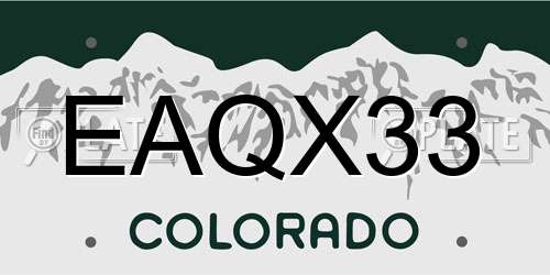 EAQX33 Colorado License Plate