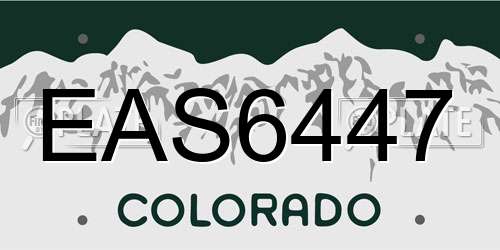 EAS6447 Colorado License Plate