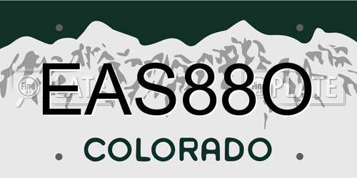 EAS88O Colorado License Plate