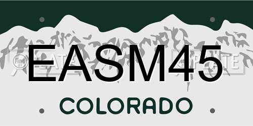 EASM45 Colorado License Plate