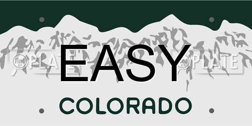 EASY Colorado License Plate