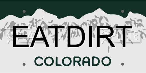 EATDIRT Colorado License Plate