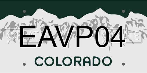 EAVP04 Colorado License Plate