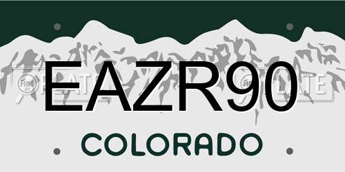 EAZR90 Colorado License Plate